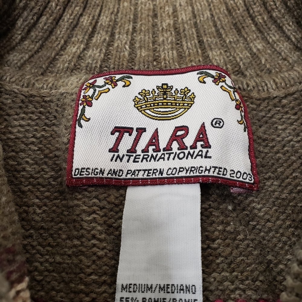 Tiara International Womens Full Zip Sweater Jacket Fair Isle Size Medium - Picture 5 of 8